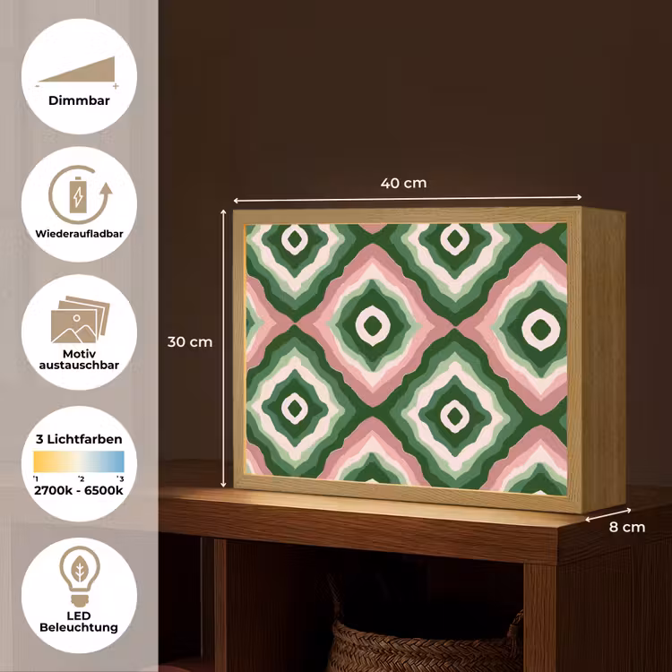 Ontwerp - Organisch - Kleurrijk Light Box met batterij (Wandlamp) middel 907 -USP_websiteoverzichtDE