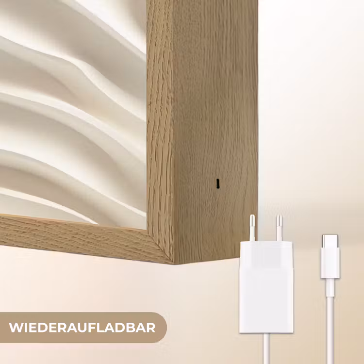 Diagonaal - Golven - Crème Light Box met batterij (Wandlamp) middel 907 -USP_websiteoplaadbaarDE