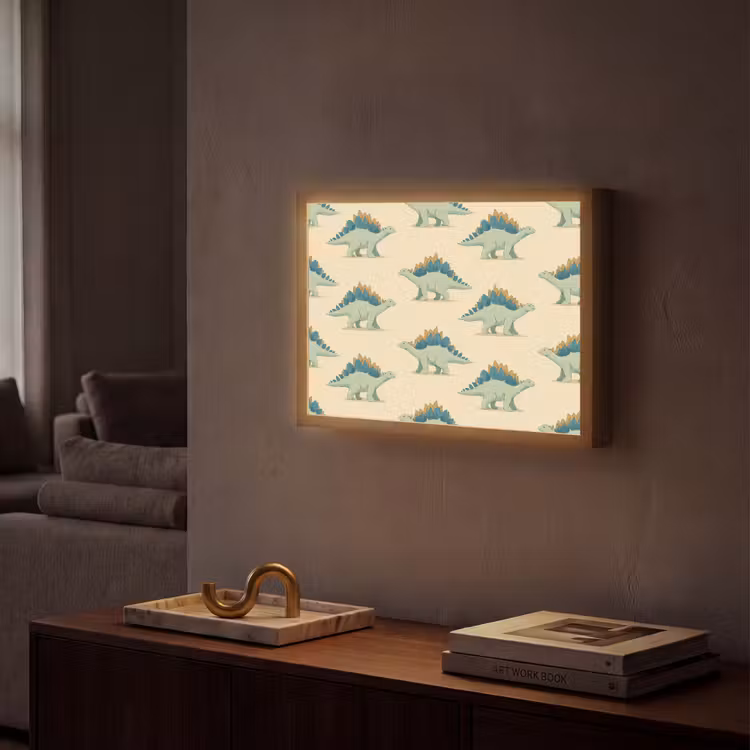 Dino - Patroon - Groen Light Box met batterij (Wandlamp) middel 907 -sfeer1