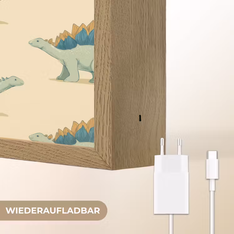 Dino - Patroon - Groen Light Box met batterij (Wandlamp) middel 907 -USP_websiteoplaadbaarDE