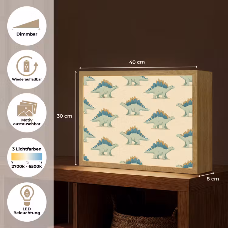 Dino - Patroon - Groen Light Box met batterij (Wandlamp) middel 907 -USP_websiteoverzichtDE