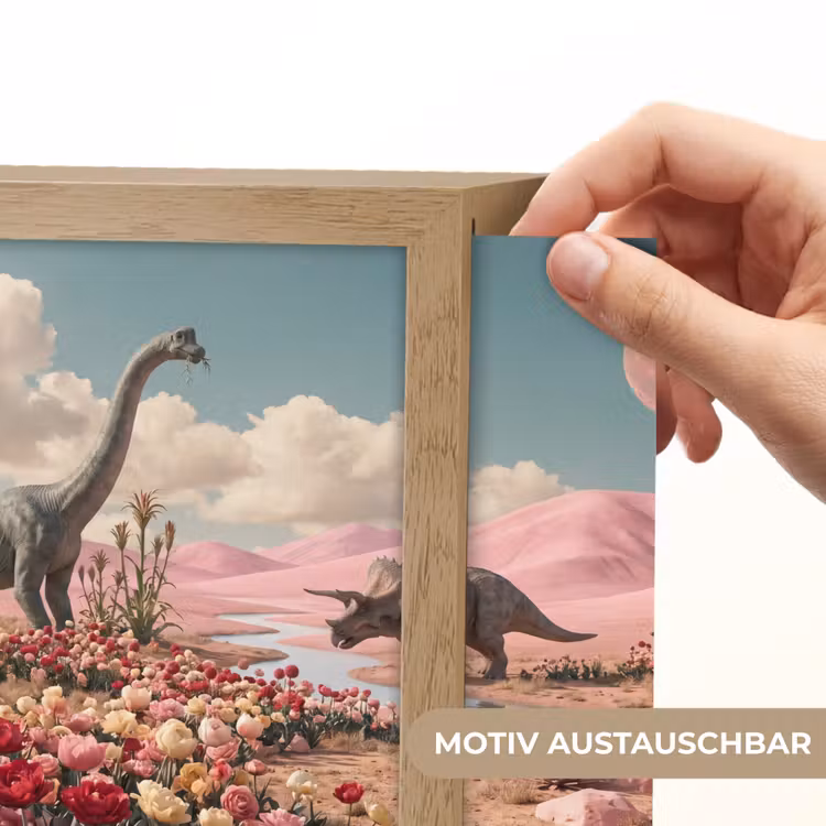Lightbox - Wandleuchte - Dinosaurier – Rosa – Landschaft - Dinosaurus - Roze - Landschap Light Box met kabel (Wandlamp) klein