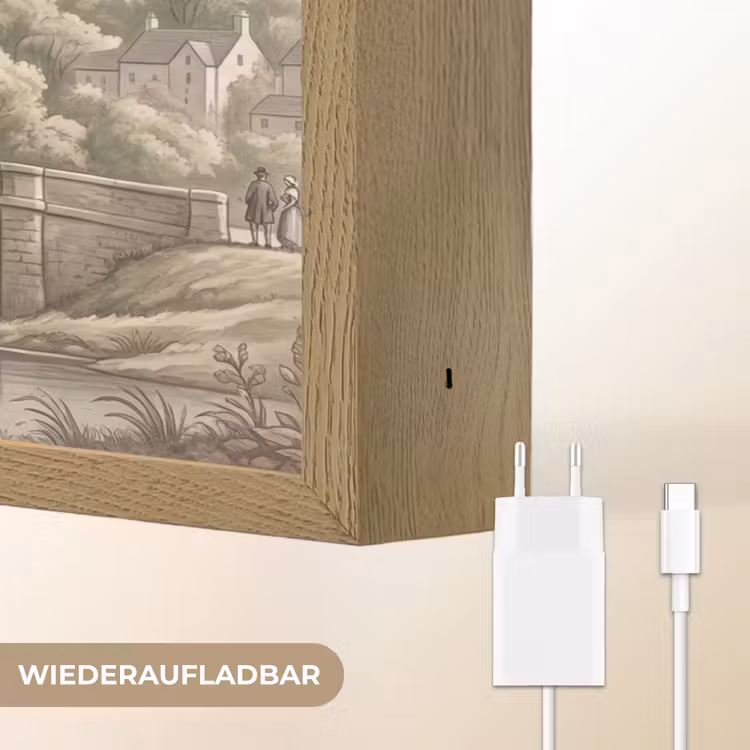 Dorp - Brug - Uitzicht - Groen Light Box met batterij (Wandlamp) middel -USP_websiteoplaadbaarDE