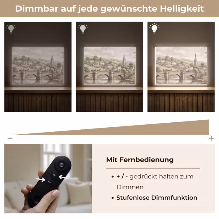 Dorp - Brug - Uitzicht - Groen Light Box met batterij (Wandlamp) middel -USP_dimbaarDE