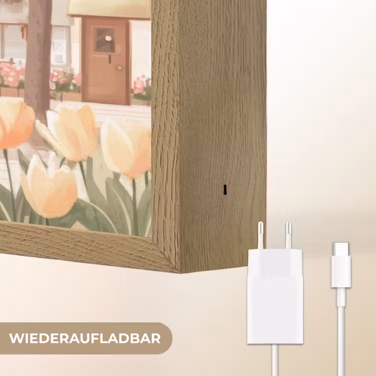 Dorpsplein - Fontein - Tulpen Light Box met batterij (Wandlamp) middel -USP_websiteoplaadbaarDE