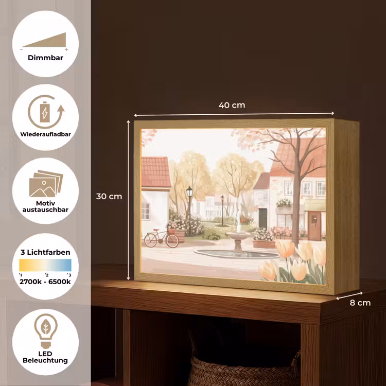 Dorpsplein - Fontein - Tulpen Light Box met batterij (Wandlamp) middel -USP_websiteoverzichtDE