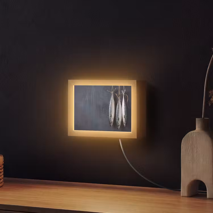 Lightbox - Wandleuchte - Drei Fische – Seil - Drie vissen - Touw Light Box met kabel (Wandlamp) klein