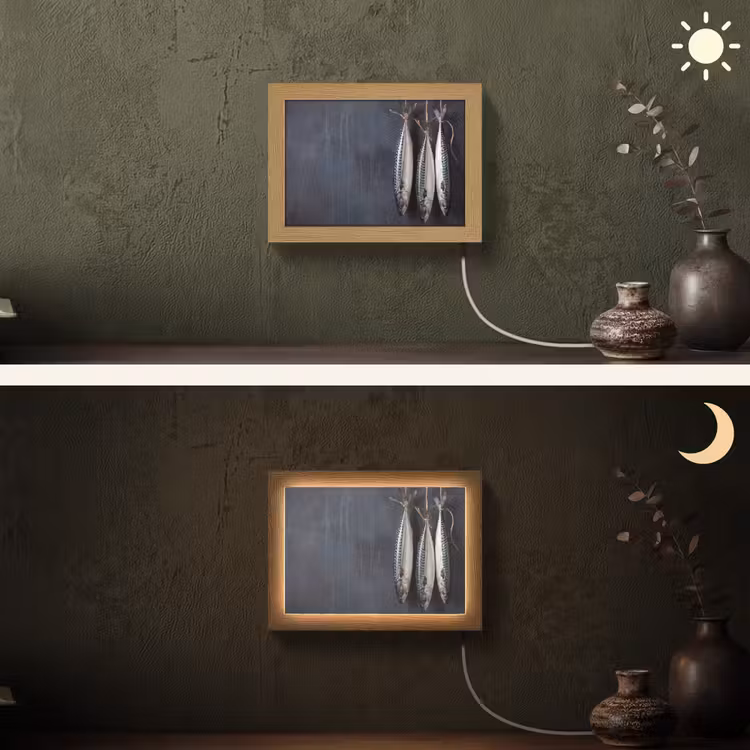 Lightbox - Wandleuchte - Drei Fische – Seil - Drie vissen - Touw Light Box met kabel (Wandlamp) klein