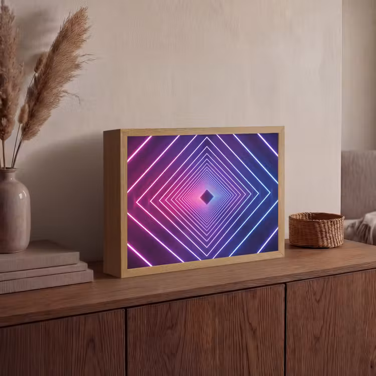 Driedimensionaal - Tunnel - Ruimte Light Box met batterij (Wandlamp) middel -sfeer2