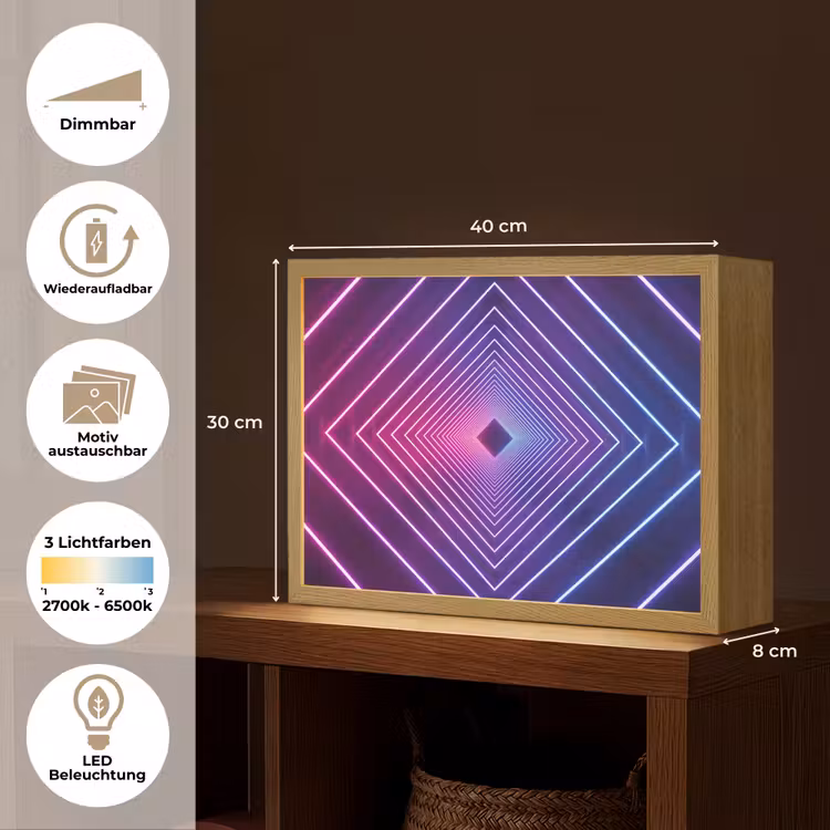 Driedimensionaal - Tunnel - Ruimte Light Box met batterij (Wandlamp) middel -USP_websiteoverzichtDE