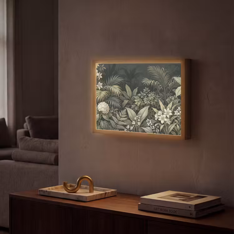 Jungle - Bladeren - Botanisch - Groen Light Box met batterij (Wandlamp) middel -sfeer1