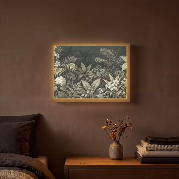 Jungle - Bladeren - Botanisch - Groen Light Box met batterij (Wandlamp) middel -sfeer4