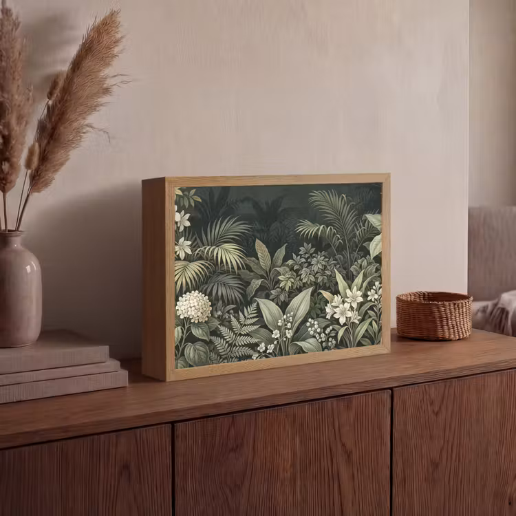 Jungle - Bladeren - Botanisch - Groen Light Box met batterij (Wandlamp) middel -sfeer2