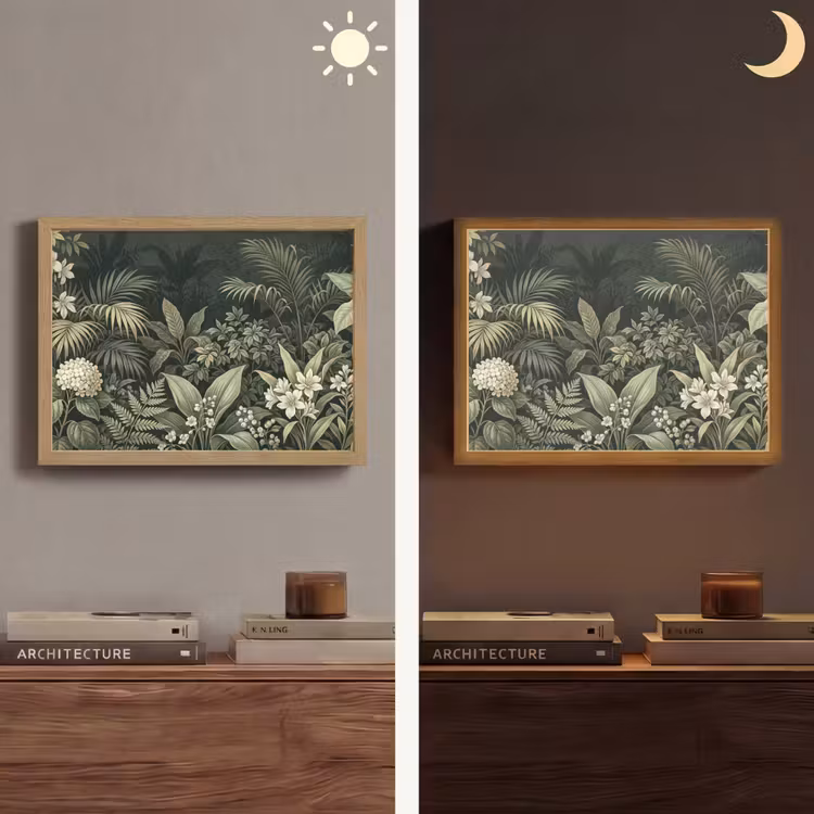 Jungle - Bladeren - Botanisch - Groen Light Box met batterij (Wandlamp) middel -sfeer3