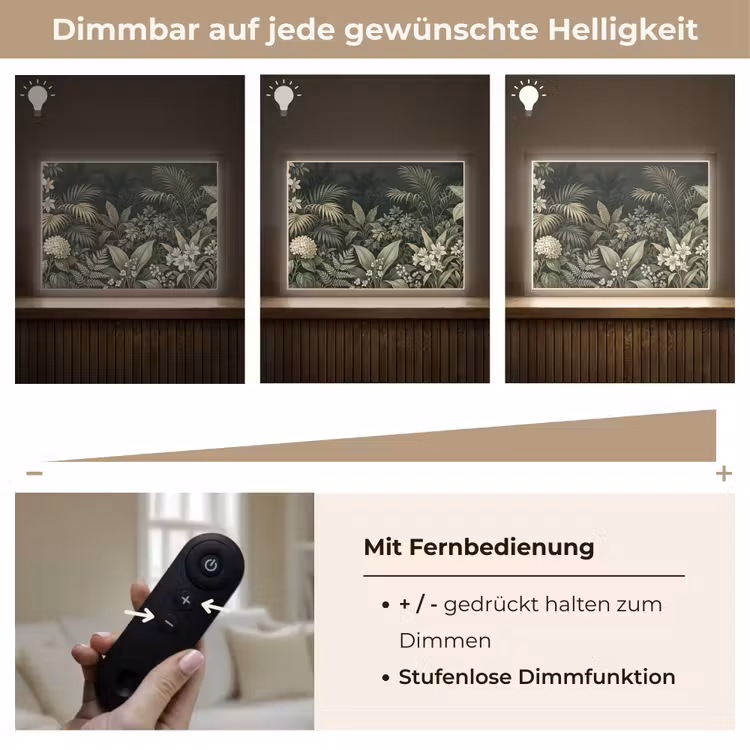 Jungle - Bladeren - Botanisch - Groen Light Box met batterij (Wandlamp) middel -USP_dimbaarDE
