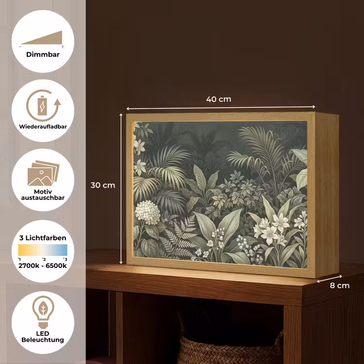 Jungle - Bladeren - Botanisch - Groen Light Box met batterij (Wandlamp) middel -USP_websiteoverzichtDE