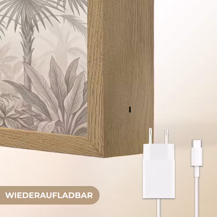 Jungle - Banenboom - Kolibrie - Beige Light Box met batterij (Wandlamp) middel -USP_websiteoplaadbaarDE