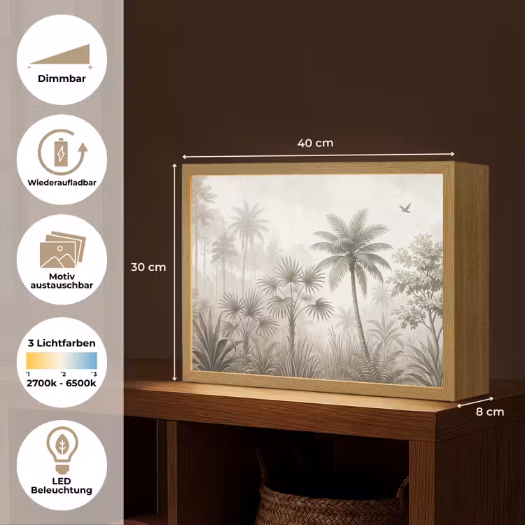 Jungle - Palmbomen - Natuur Light Box met batterij (Wandlamp) middel -USP_websiteoverzichtDE