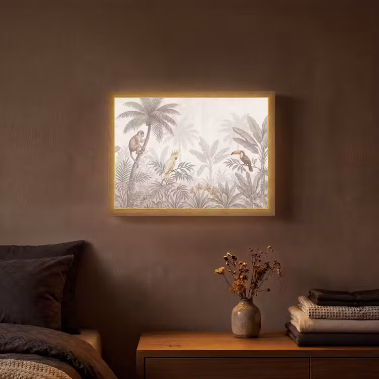 Jungle - Dieren - Palmbomen Light Box met batterij (Wandlamp) middel -sfeer4