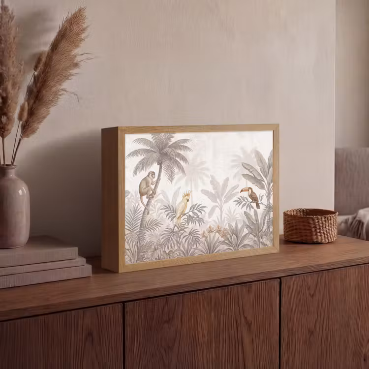 Jungle - Dieren - Palmbomen Light Box met batterij (Wandlamp) middel -sfeer2