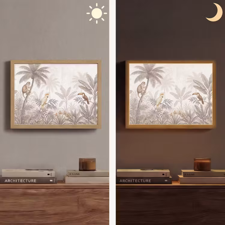 Jungle - Dieren - Palmbomen Light Box met batterij (Wandlamp) middel -sfeer3