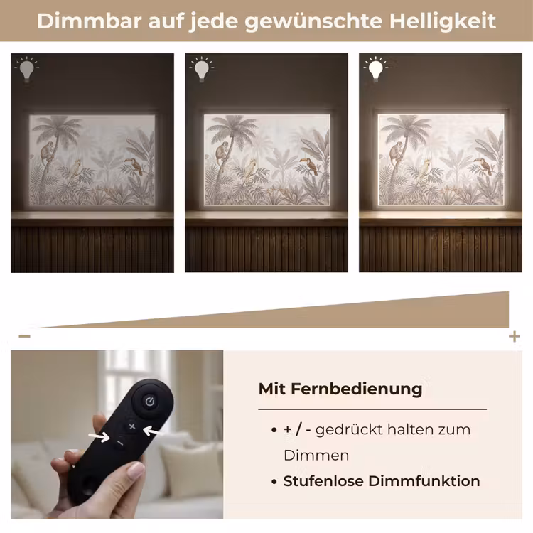 Jungle - Dieren - Palmbomen Light Box met batterij (Wandlamp) middel -USP_dimbaarDE