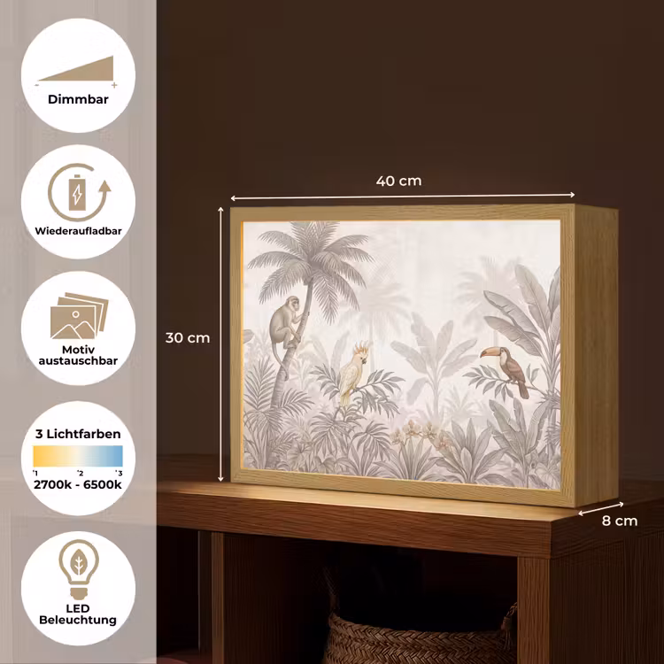 Jungle - Dieren - Palmbomen Light Box met batterij (Wandlamp) middel -USP_websiteoverzichtDE