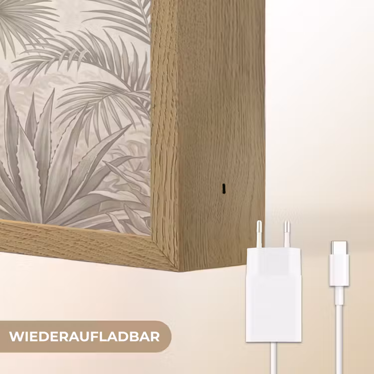 Jungle - Tropisch - Natuur -Vintage - Beige Light Box met batterij (Wandlamp) middel -USP_websiteoplaadbaarDE