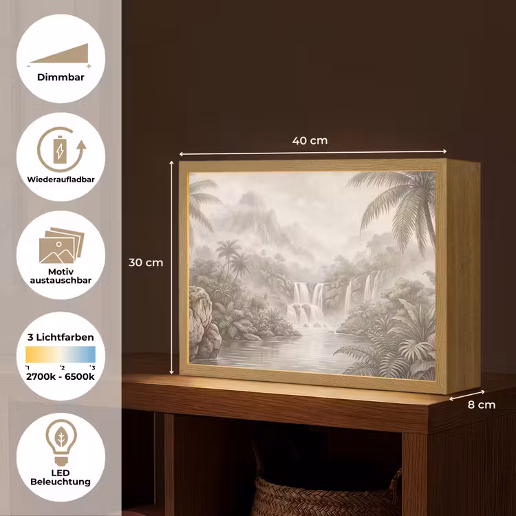 Jungle - Watervallen - Tropisch - Illustratie Light Box met batterij (Wandlamp) middel -USP_websiteoverzichtDE