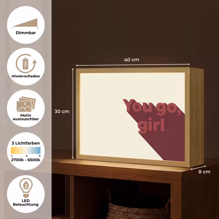 you go girl - 3D - Rood Light Box met batterij (Wandlamp) middel -USP_websiteoverzichtDE