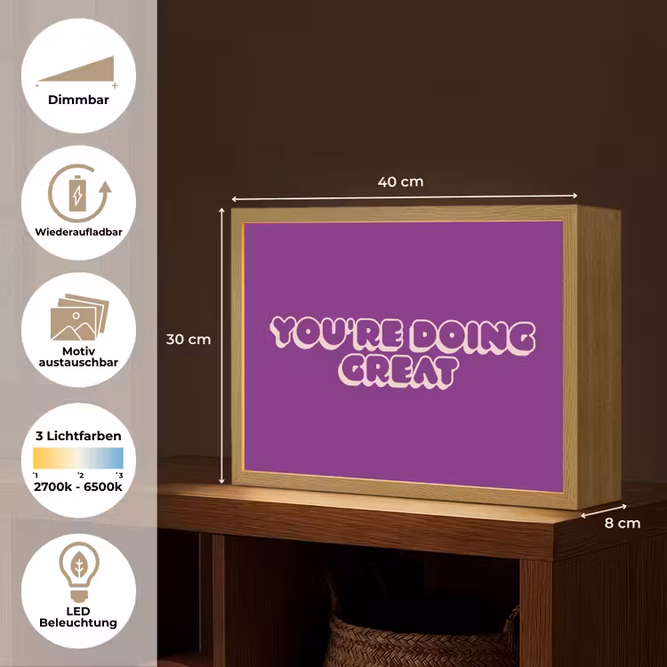 You're doing great - Paars - Bubble letters Light Box met batterij (Wandlamp) middel -USP_websiteoverzichtDE