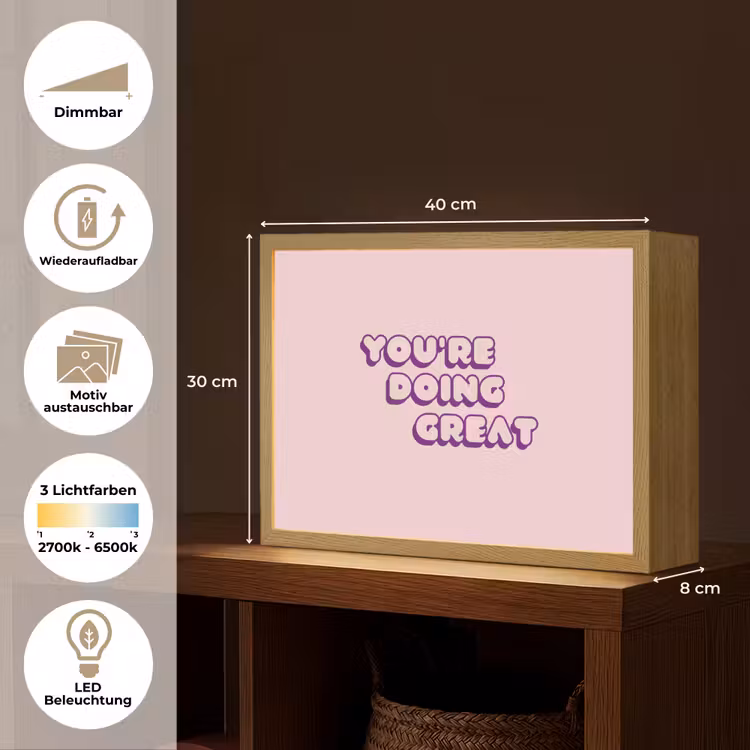 You're doing great - Roze - Bubble letters Light Box met batterij (Wandlamp) middel -USP_websiteoverzichtDE