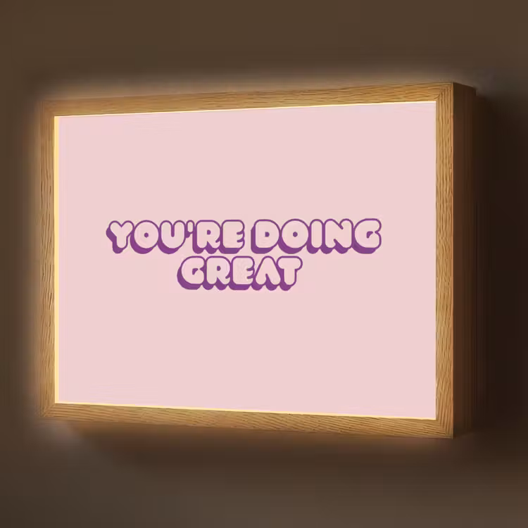 You're doing great - roze - 3D Light Box met batterij (Wandlamp) middel -z3d_website