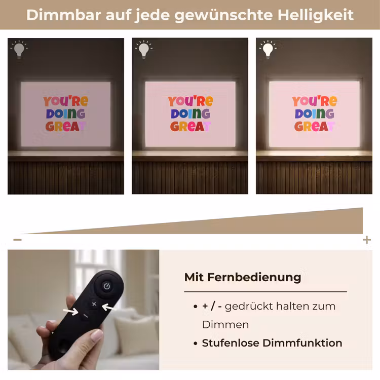 You're doing great - Roze - Kleurrijk Light Box met batterij (Wandlamp) middel -USP_dimbaarDE