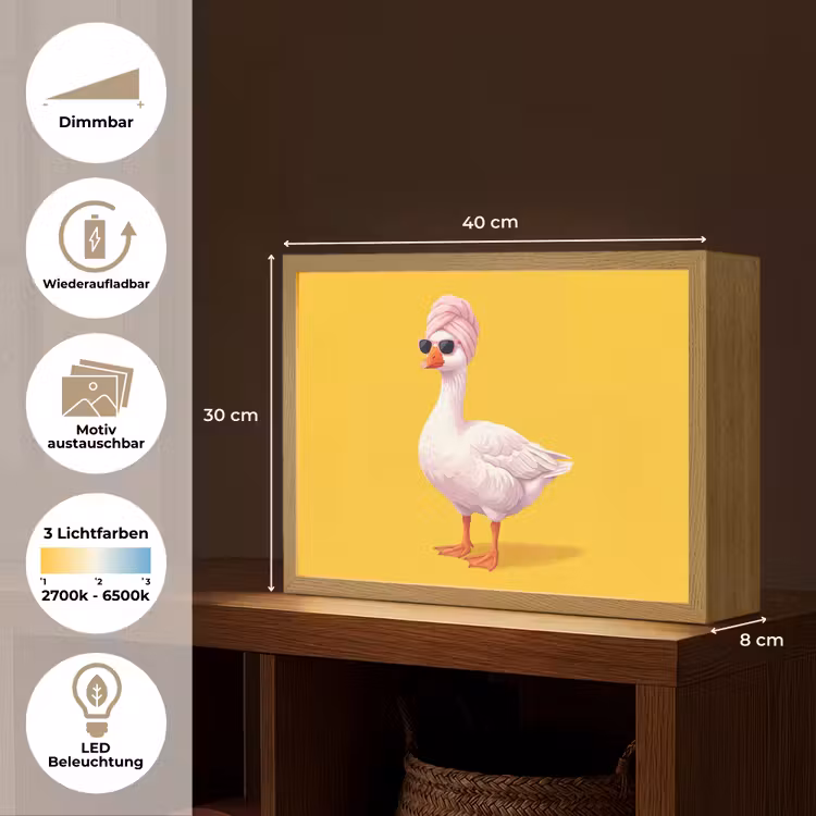 Eend - Zonnebril - Geel Light Box met batterij (Wandlamp) middel -USP_websiteoverzichtDE
