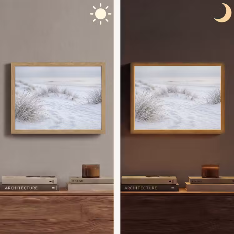 Duinen - Sneeuw - Strand - Winter - Serene Light Box met batterij (Wandlamp) middel -sfeer3