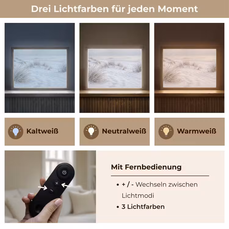 Duinen - Sneeuw - Strand - Winter - Serene Light Box met batterij (Wandlamp) middel -USP_lichtkleurDE