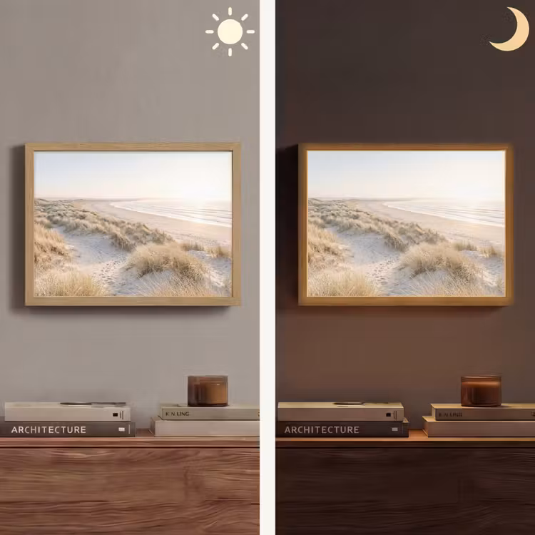 Duinen - Strand - Beige Light Box met batterij (Wandlamp) middel -sfeer3
