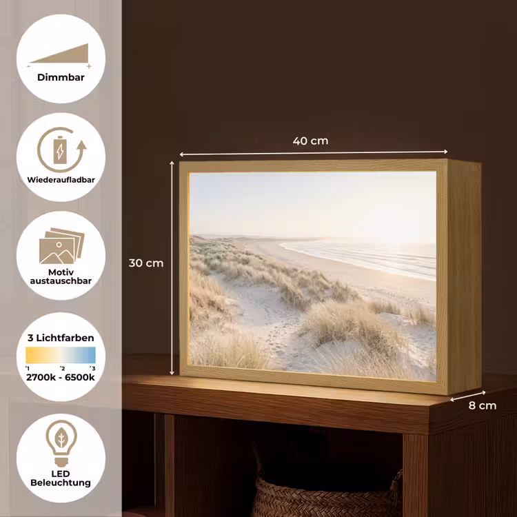 Duinen - Strand - Beige Light Box met batterij (Wandlamp) middel -USP_websiteoverzichtDE