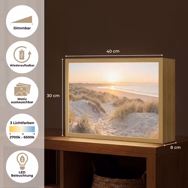 Duinen - Strand - Zee Light Box met batterij (Wandlamp) middel -USP_websiteoverzichtDE