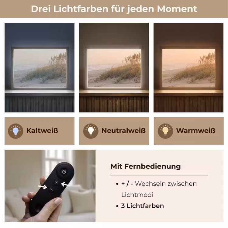 Duinlandschap - Zonsondergang - Strand Light Box met batterij (Wandlamp) middel -USP_lichtkleurDE