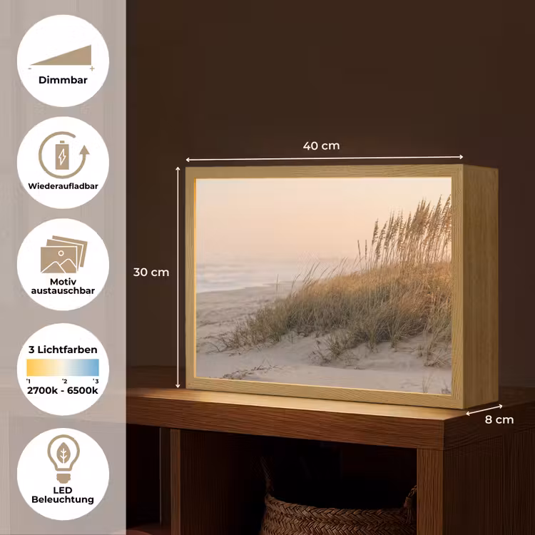 Duinlandschap - Zonsondergang - Strand Light Box met batterij (Wandlamp) middel -USP_websiteoverzichtDE