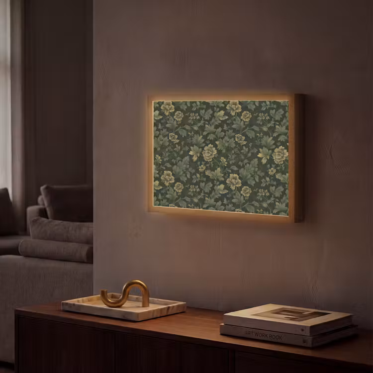 Donker - Groen - Goud - Botanisch Light Box met batterij (Wandlamp) middel 907 -sfeer1