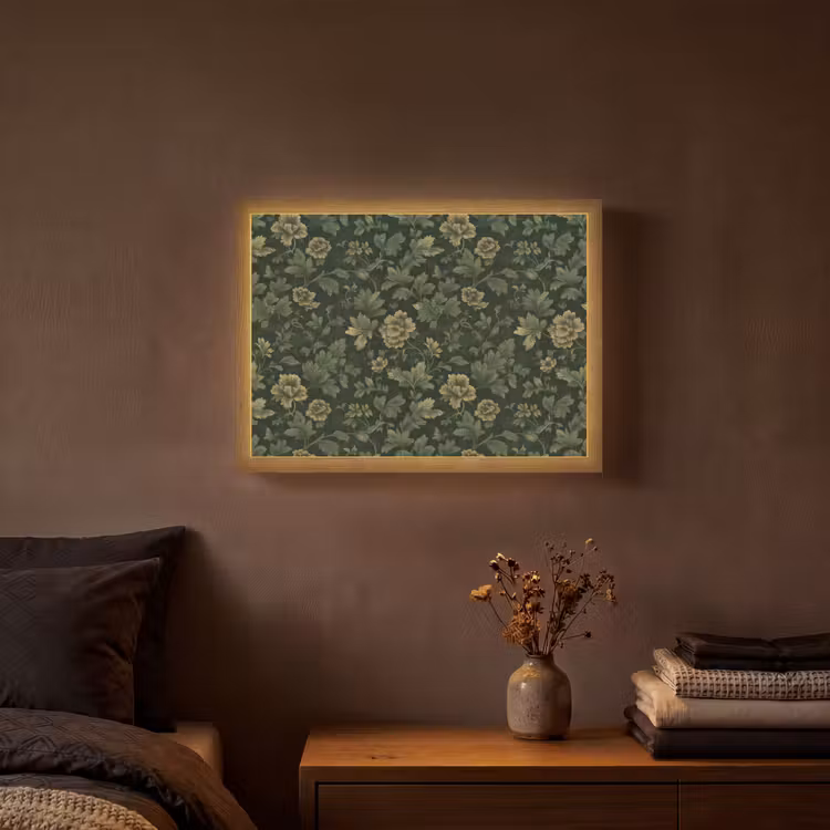 Donker - Groen - Goud - Botanisch Light Box met batterij (Wandlamp) middel 907 -sfeer4