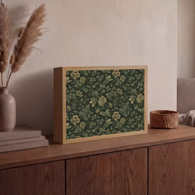 Donker - Groen - Goud - Botanisch Light Box met batterij (Wandlamp) middel 907 -sfeer2