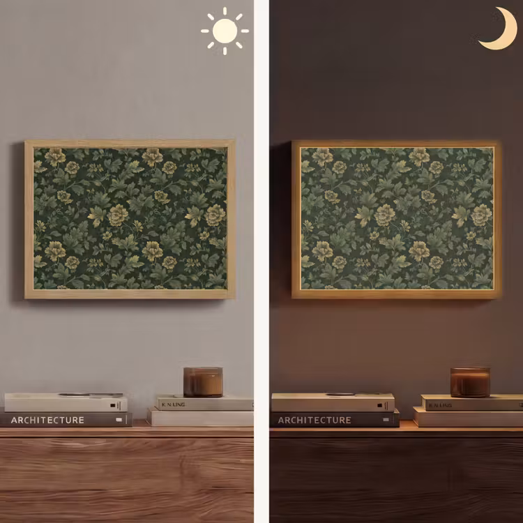 Donker - Groen - Goud - Botanisch Light Box met batterij (Wandlamp) middel 907 -sfeer3