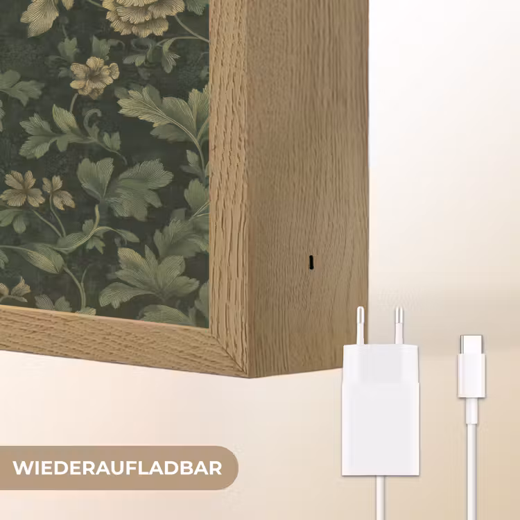 Donker - Groen - Goud - Botanisch Light Box met batterij (Wandlamp) middel 907 -USP_websiteoplaadbaarDE