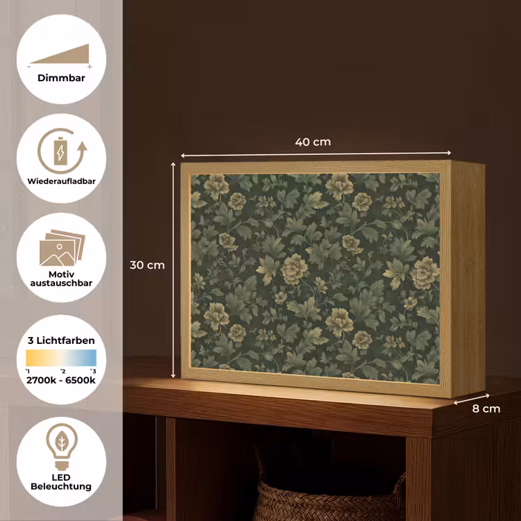 Donker - Groen - Goud - Botanisch Light Box met batterij (Wandlamp) middel 907 -USP_websiteoverzichtDE