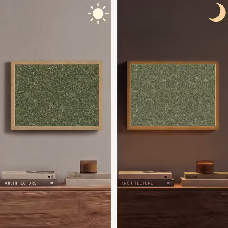 Donker - Groen - Krullend - Botanisch Light Box met batterij (Wandlamp) middel 907 -sfeer3