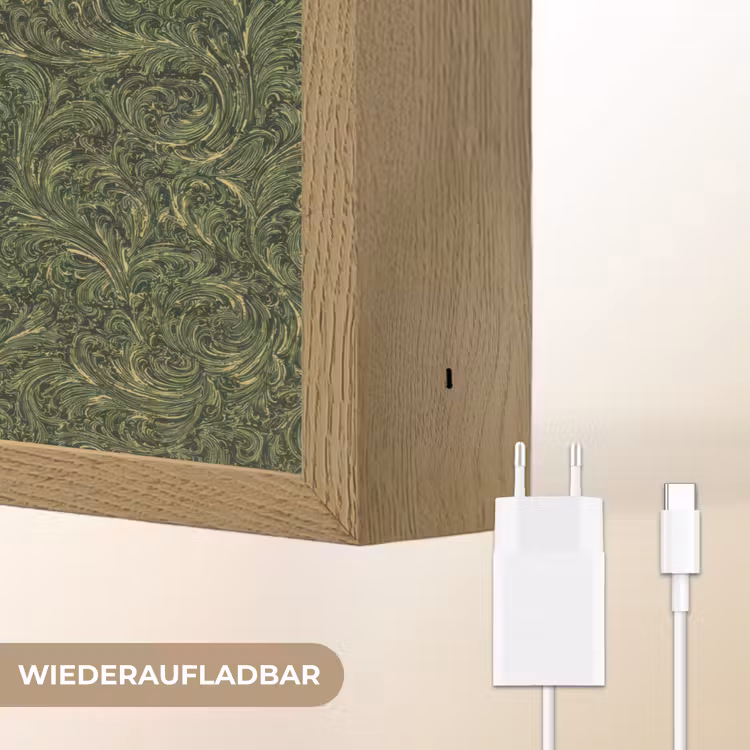 Donker - Groen - Krullend - Botanisch Light Box met batterij (Wandlamp) middel 907 -USP_websiteoplaadbaarDE